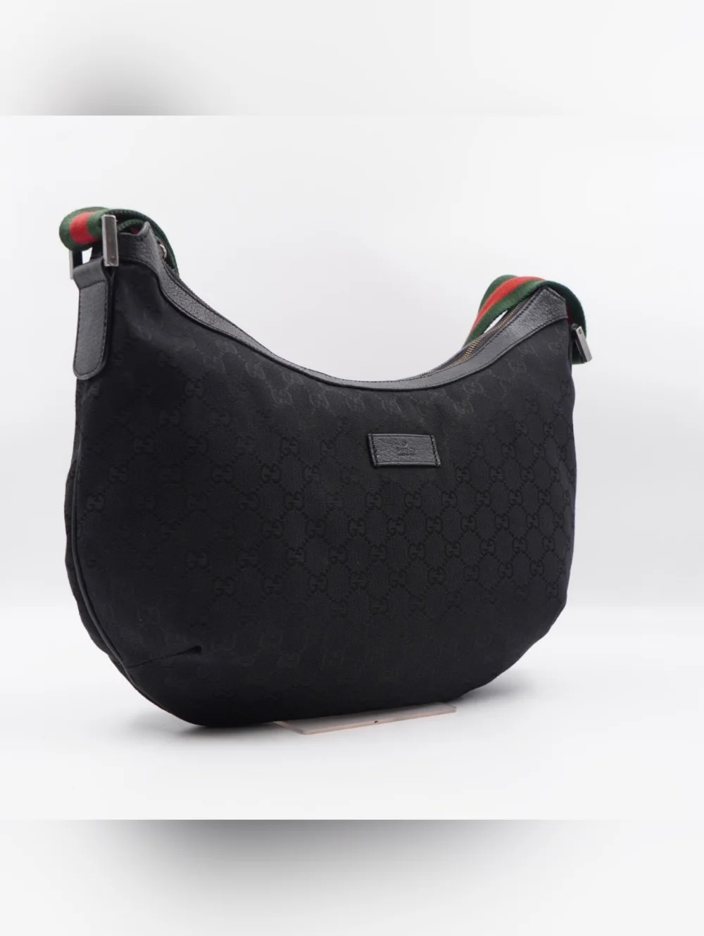 CH13 💗 Gucci GG Monogram Web halfmoon Large Crossbody - Picture 6 of 13